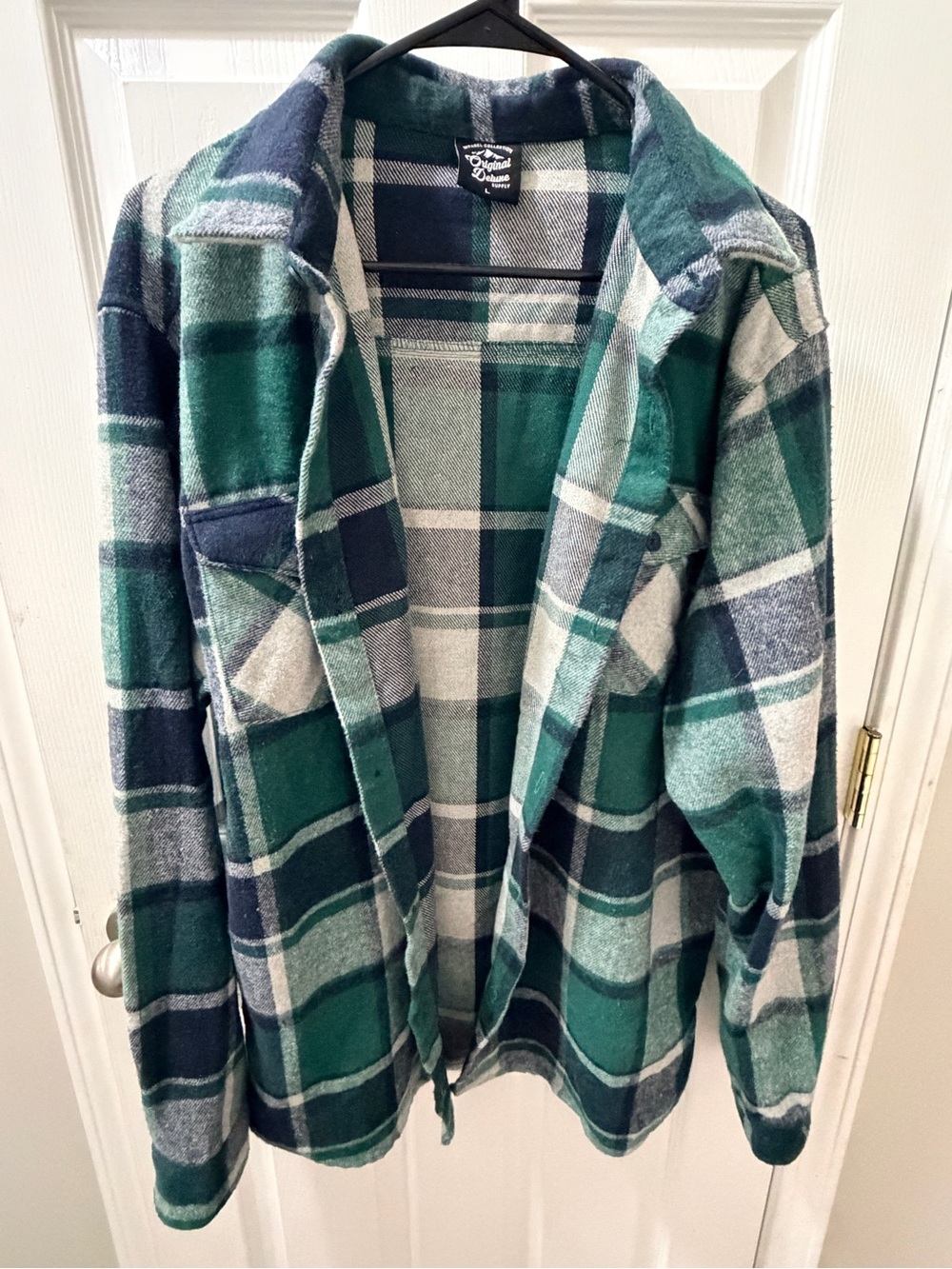 Original Deluxe Green and Navy Plaid Zip-Up Jacket